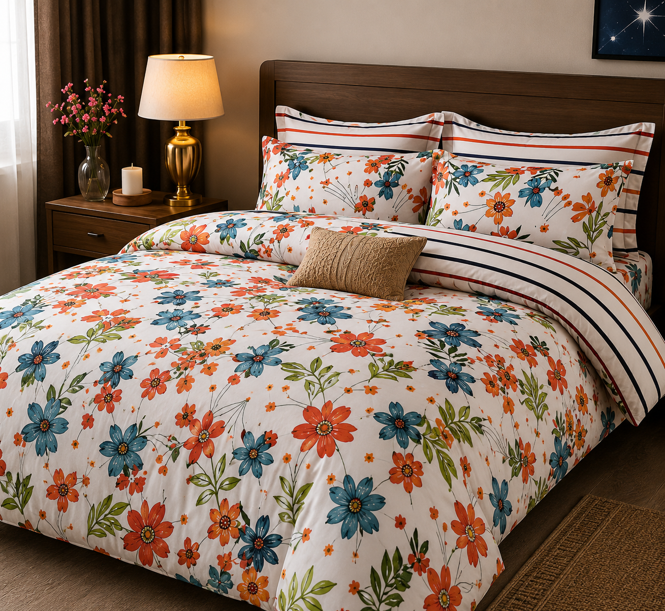 Lunova Blossom Garden King size bedsheet set