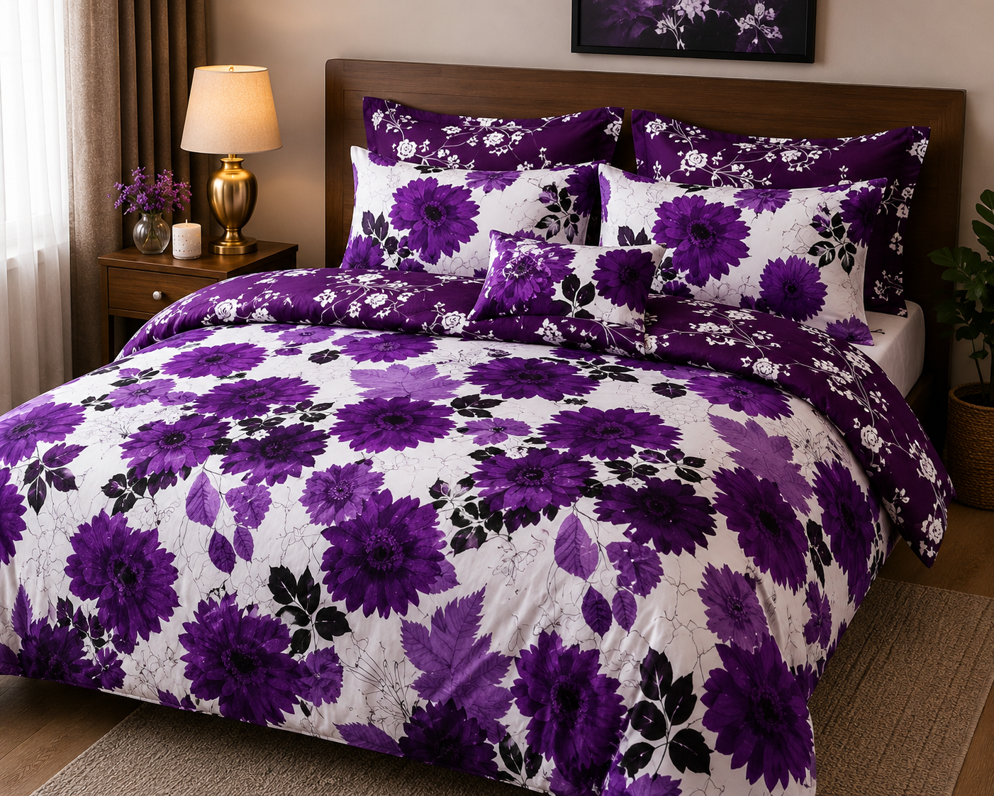 Lunova Lavender Blossom King size bedsheet set.